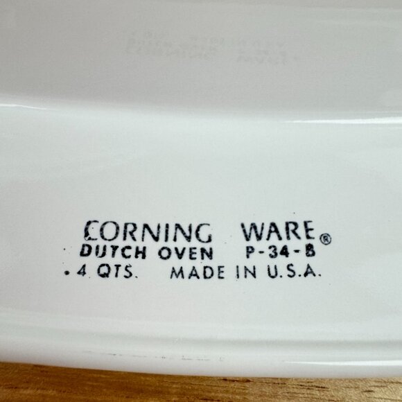 Vintage Corning Ware Blue‎ Cornflower P-34-B Casserole Dutch Oven W Lid 4 Quart - Picture 7 of 8